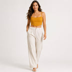 Women's Mustard Spaghetti Strap Crop Top-3