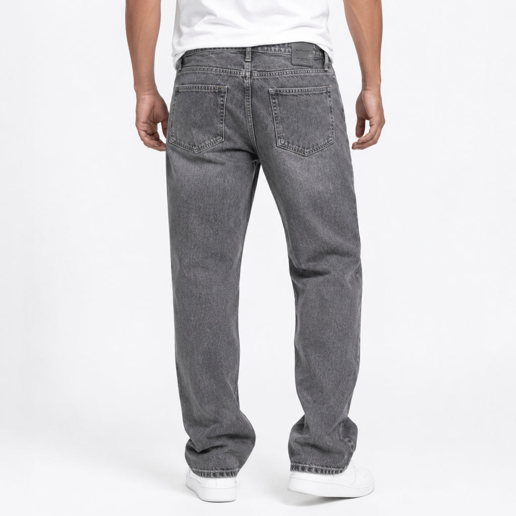 Men's Greyish Washed Straight Fit Denim Jeans-3