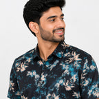 Men's Midnight Floral Print Casual Shirt-2