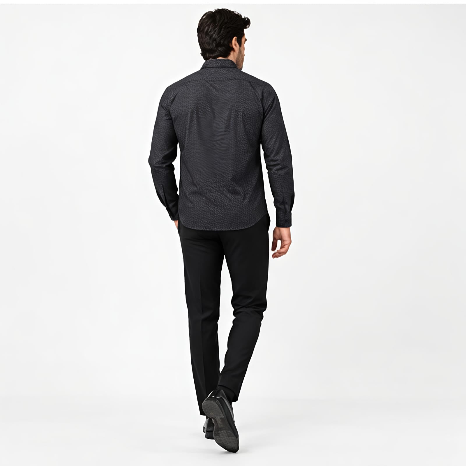 Men's Midnight Black Micro Pattern Formal Shirt-4