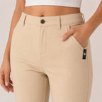 Women's Cream Straight Fit Formal Trousers-2