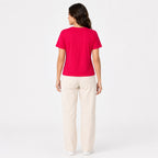Women's Red Round Neck Half Sleeve Solid T-Shirt | Soft Casual Everyday Tee-4