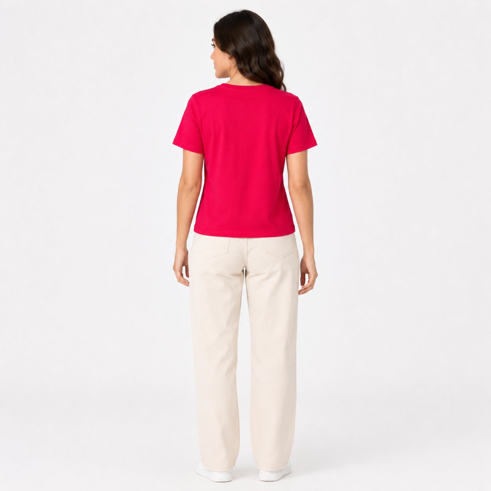 Women's Red Round Neck Half Sleeve Solid T-Shirt | Soft Casual Everyday Tee-4