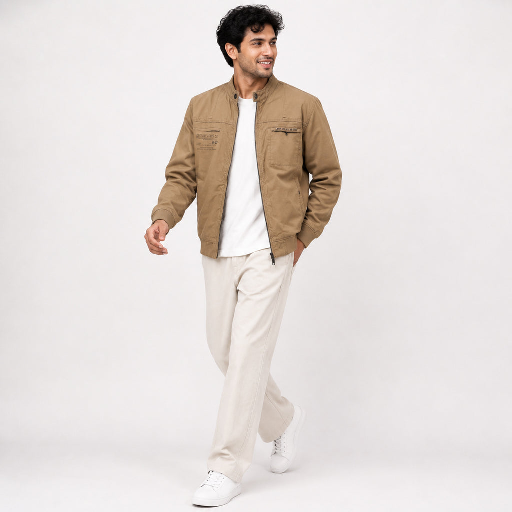 Men's Khaki Utility Style Casual Jacket-2