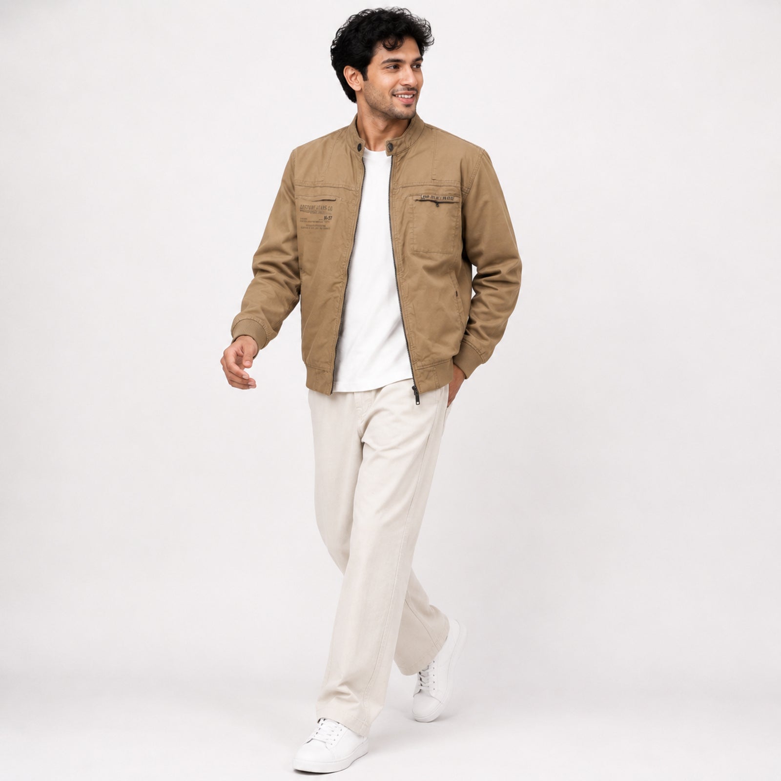 Men's Khaki Utility Style Casual Jacket-2