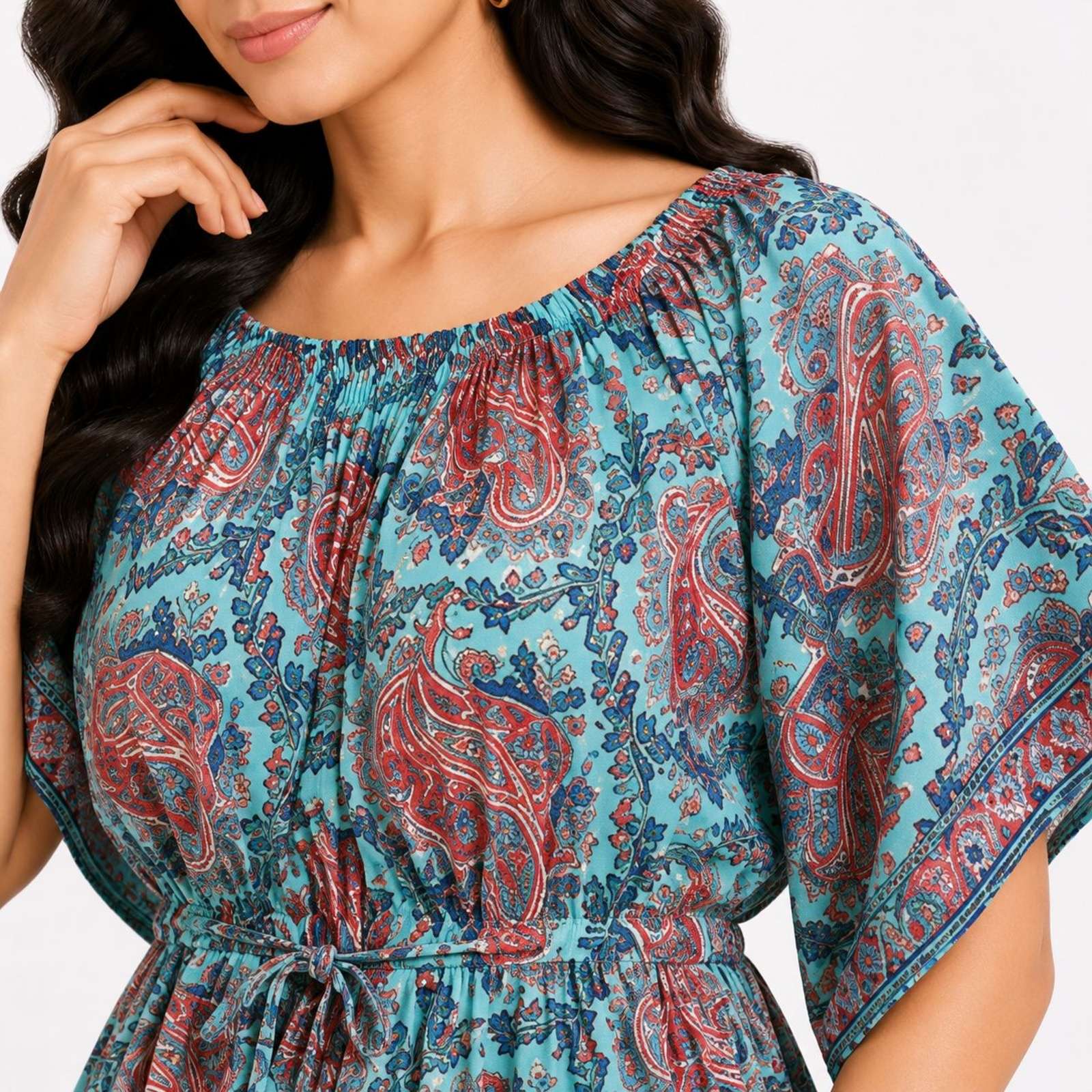 Women's Paisley Print Midi Dress-2