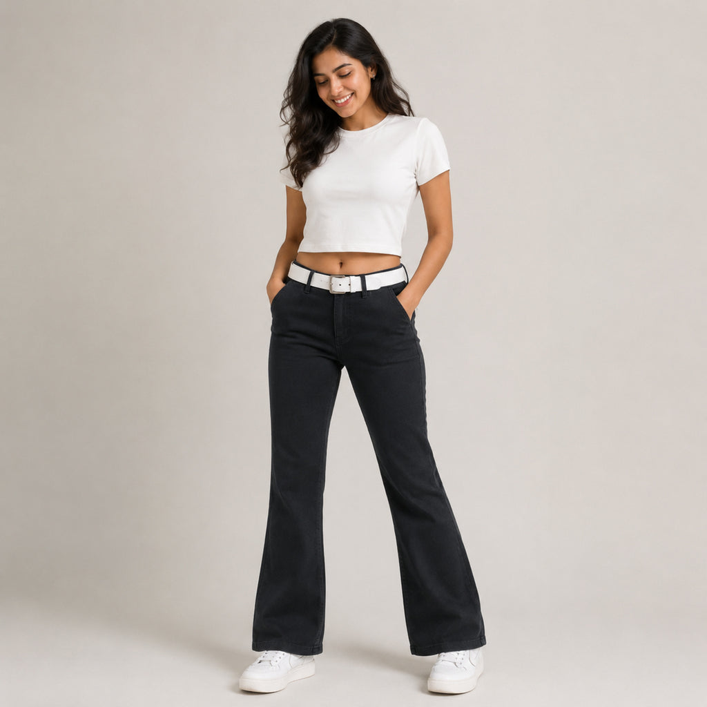 Women's Urban Olive Flare Fit Denim Jeans-1