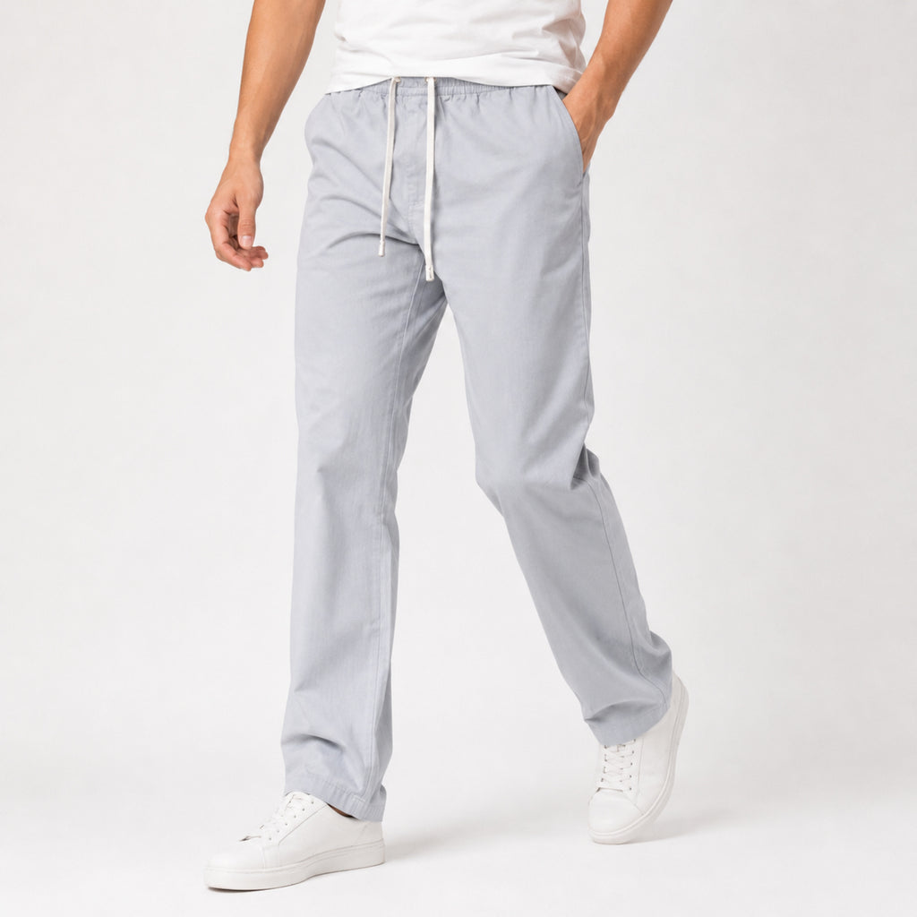 Men's Light Grey Relaxed Fit Drawstring Lounge Trousers-4