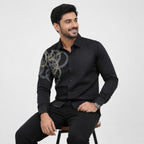 Men's Black Premium Printed Casual Shirt-4