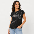Women's Wine Pearl-Embellished Party Wear T-Shirt-1