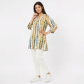 Ivory Stripe Abstract Printed Tunic Top-1