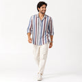Men's Pastel Multi-Stripe Casual Cotton Shirt-1