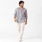 Men's Pastel Multi-Stripe Casual Cotton Shirt-1