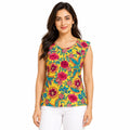 Women's Sunshine Garden Yellow Floral Sleeveless Top-1