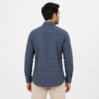 Men's Midnight Blue Textured Casual T-Shirt-1