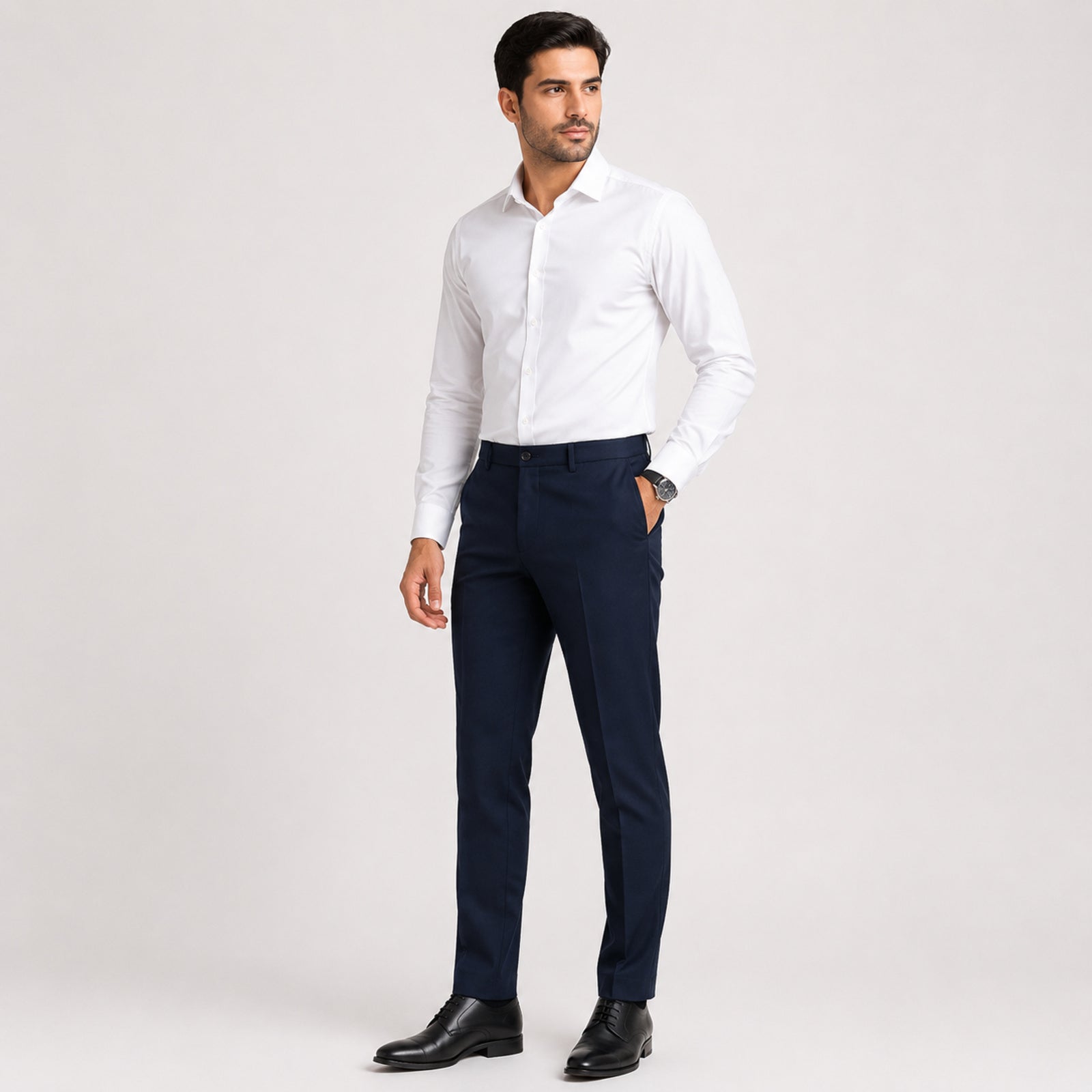 Men's Midnight Navy Slim Fit Formal Trousers-1