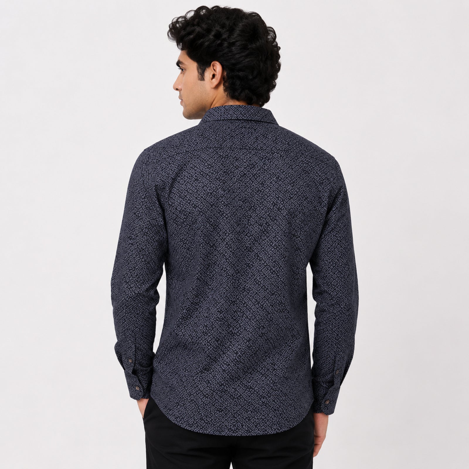 Men's Black Micro Print Formal Shirt-4