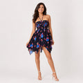 Women's Floral Print Strapless Handkerchief Dress-1