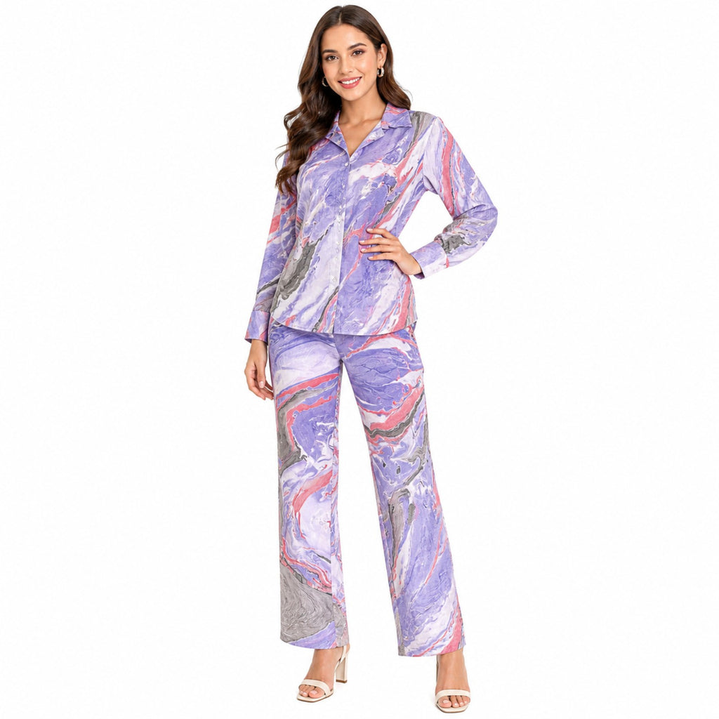 Pastel Marble Print Co-ord Set-1