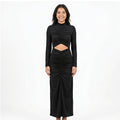 Women's Midnight Elegance Ruched Cut-Out Maxi Dress-1