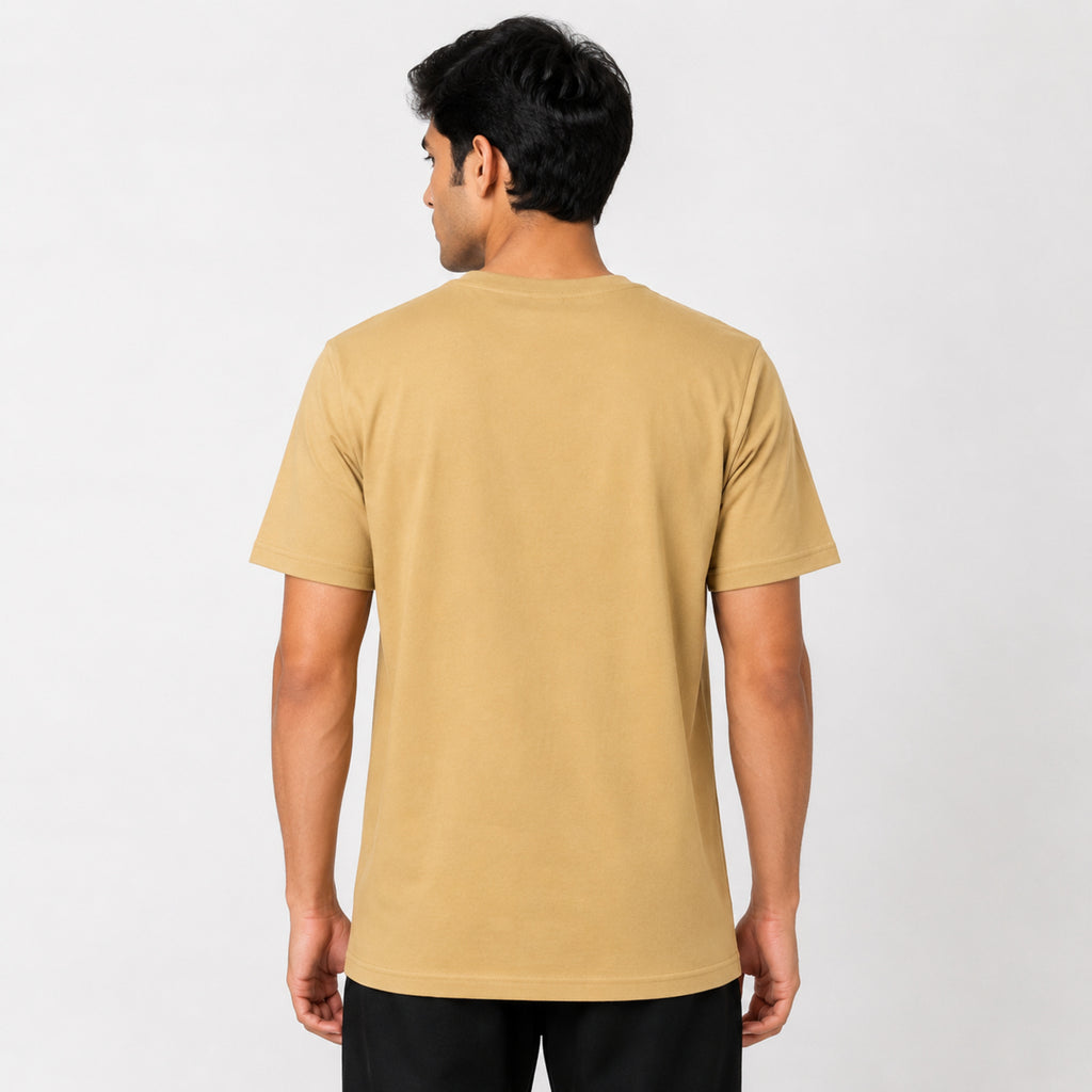 Men's Beige Typography Printed Crew Neck T-Shirt-4