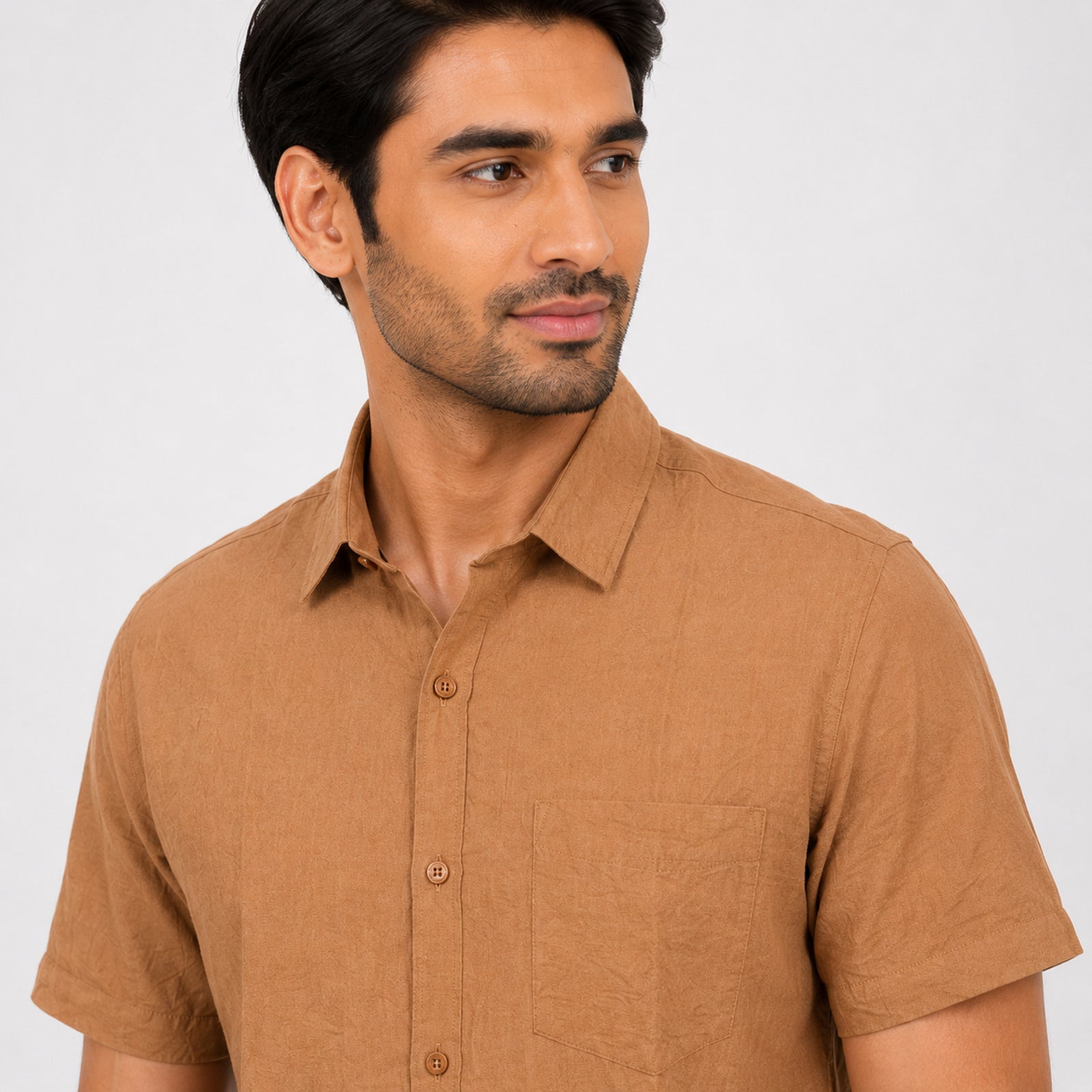 Men's Walnut Brown Minimal Casual Shirt-1