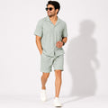 Men's Pista Green Textured Co-ord Set-4