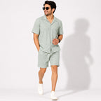 Men's Pista Green Textured Co-ord Set-4