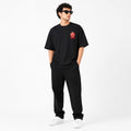Men's Black Oversized Graphic Streetwear T-Shirt-3