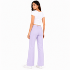 Women's Purple High-Waist Wide Leg Casual Trousers-4