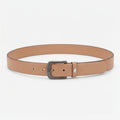 Women’s Elegant Smooth Tan Leather Belt with Textured Antique Gunmetal Buckle-1