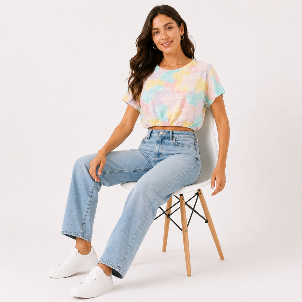 Women's Tie-Dye Cropped T-Shirt-2