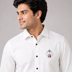 Men's Alpine Guitar Crest Premium White Formal Shirt-2