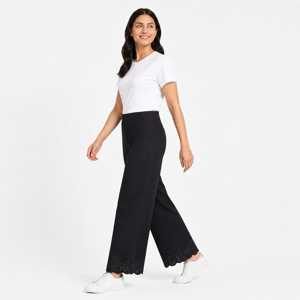 Midnight Black Flared Knit Pants-3
