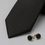 Men's Luxury Micro-Patterned Dark Brown Silk Formal Necktie-3