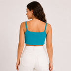 Women's Lagoon Luxe Teal Curved Hem Cami Crop Top-4