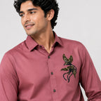 Men's Royal Rust Embroidered Statement Formal Shirt-2