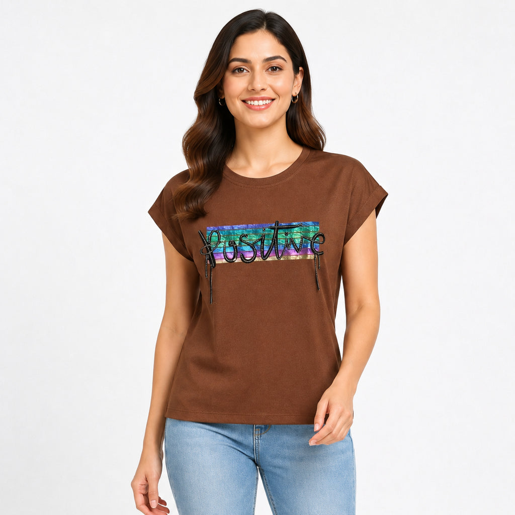 Women's Rust Graphic Printed Casual T-Shirt | Round Neck Everyday Cotton Tee-3