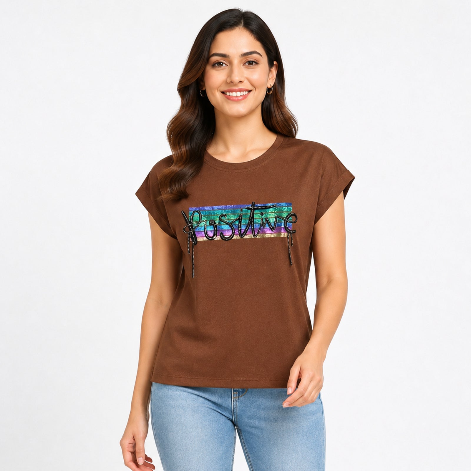 Women's Rust Graphic Printed Casual T-Shirt | Round Neck Everyday Cotton Tee-3