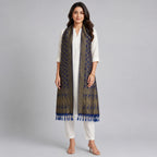 Women's Royal Blue & Gold Woven Ethnic Dupatta-2