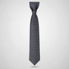 Men's Luxury Geometric Patterned Grey Silk Necktie-1