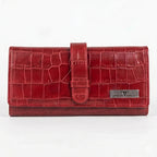 Crimson Luxe Croc-Texture Wallet-1
