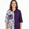 Women's Purple Printed Casual Shirt Top-1