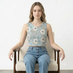 Women's Sky Bloom Floral Crop Top-2