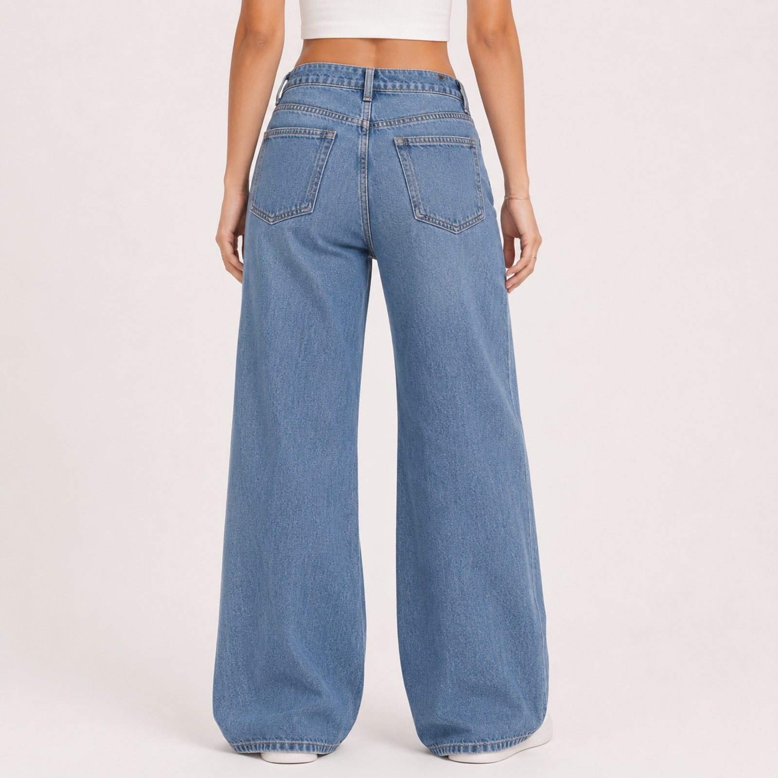 Women's Grey Wide Leg Denim Jeans-2