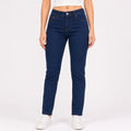 Women's Sleek Comfort-Fit Dark Blue Wide-Leg Classic Denim Jeans-1
