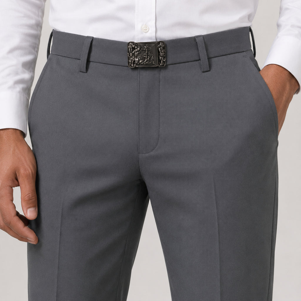 Men's Urban Slate Slim Fit Formal Trousers-4