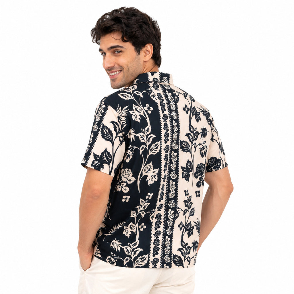 Men's Vintage Floral Print Casual Shirt-2