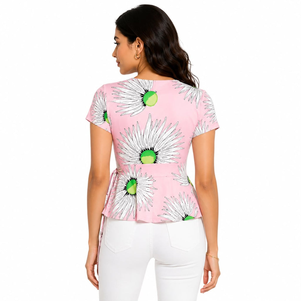 Women's Blush Daisy Wrap Peplum Top-4