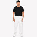 Men's White Utility Cargo Pants with Side Patch Pockets-1